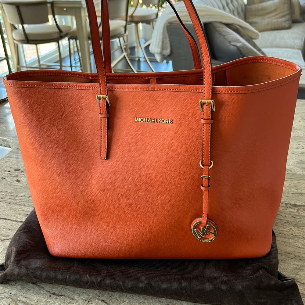 Orange Michael Kors tote